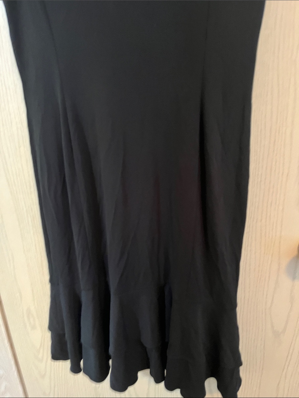 Lauren Ralph Lauren Black Short-Sleeve Midi Dress with Ruffled Hem - Picture 8 of 10